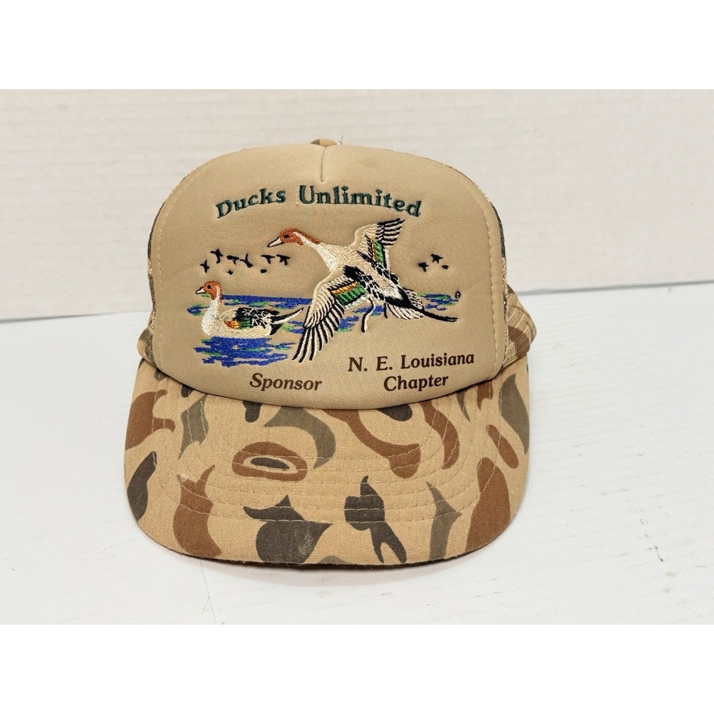 Vintage Ducks‎ Unlimited Camo Trucker Hat N.E. Louisiana Chapter Widgeon Works